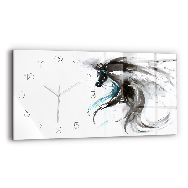 Reloj horizontal Caballo y mujer abstractos