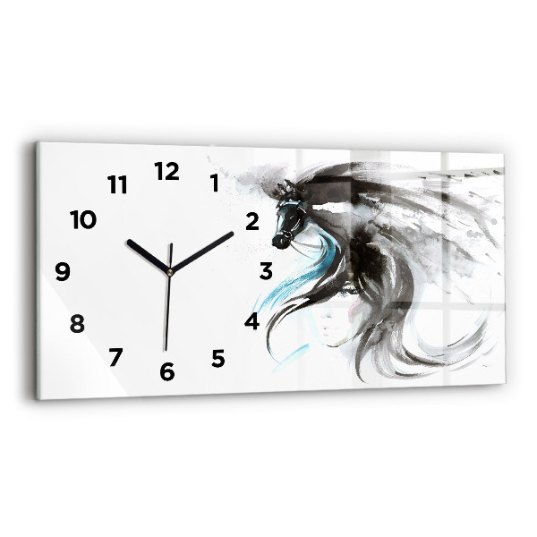 Reloj horizontal Caballo y mujer abstractos