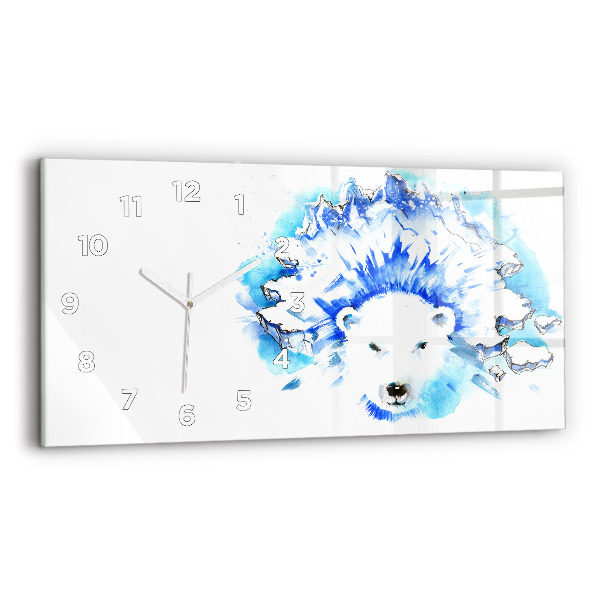 Reloj de cristal horizontal Oso sobre fondo de hielo