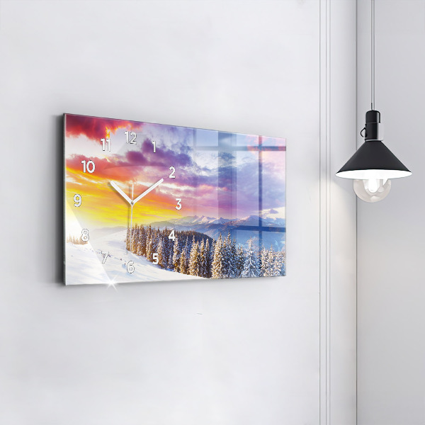 Reloj de cristal horizontal Paisaje invernal de montaña