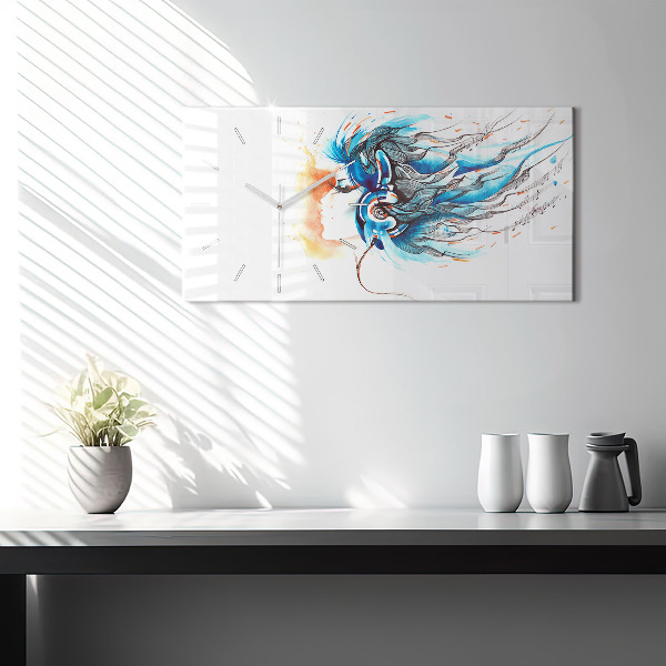 Reloj horizontal Ilustración de auriculares