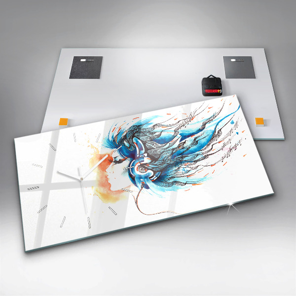 Reloj horizontal Ilustración de auriculares