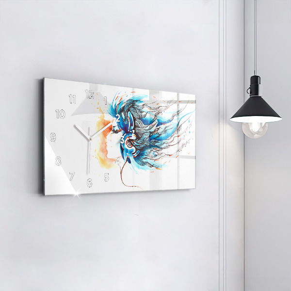 Reloj horizontal Ilustración de auriculares