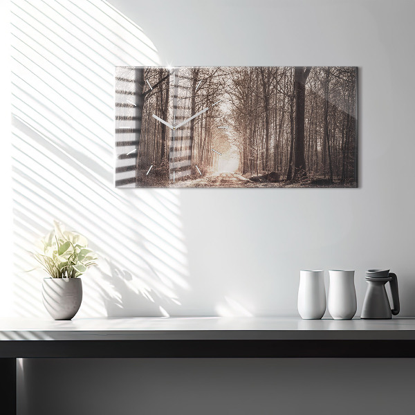 Reloj horizontal Camino forestal en sepia