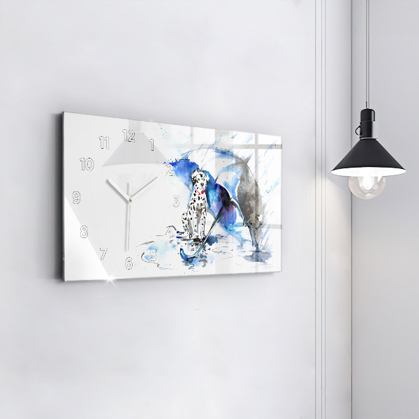 Reloj de cristal horizontal Dálmata y paraguas