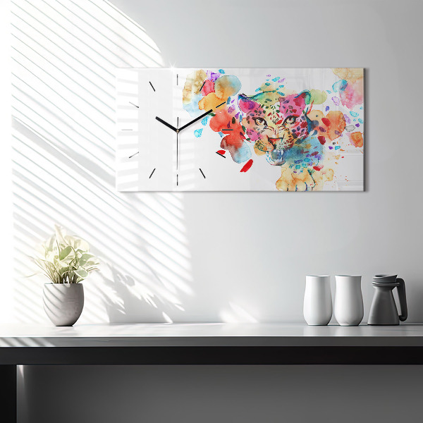 Reloj horizontal Gato salvaje abstracto