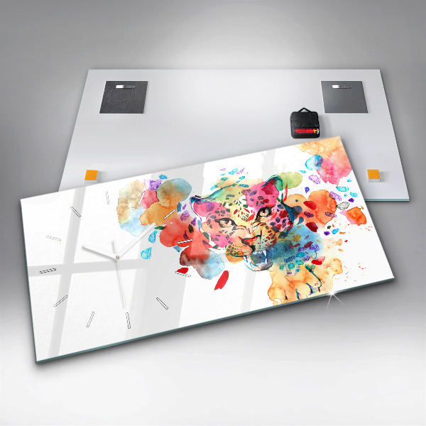 Reloj horizontal Gato salvaje abstracto