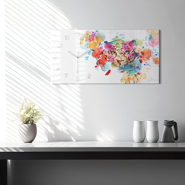 Reloj horizontal Gato salvaje abstracto