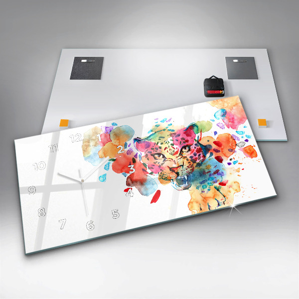 Reloj horizontal Gato salvaje abstracto