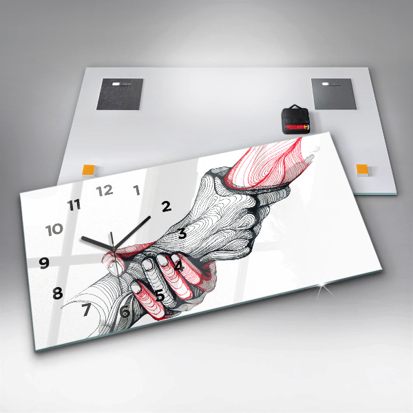 Reloj de cristal horizontal Cogidos de la mano