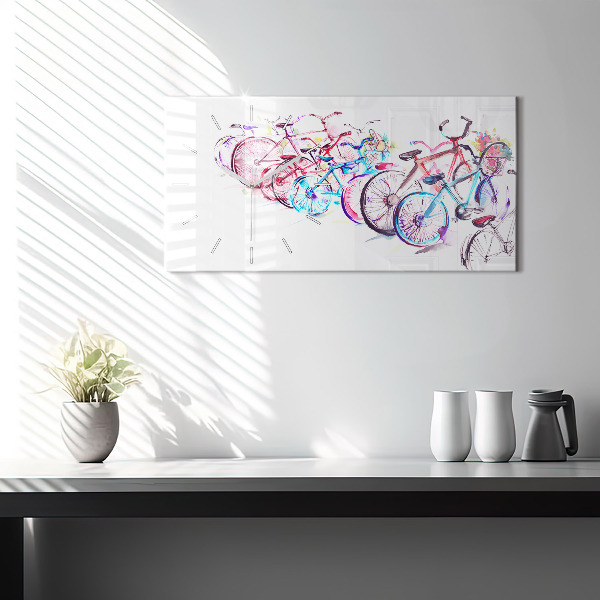 Reloj de cristal horizontal Bicicletas urbanas de colores