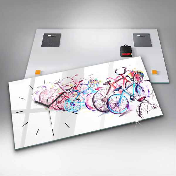 Reloj de cristal horizontal Bicicletas urbanas de colores