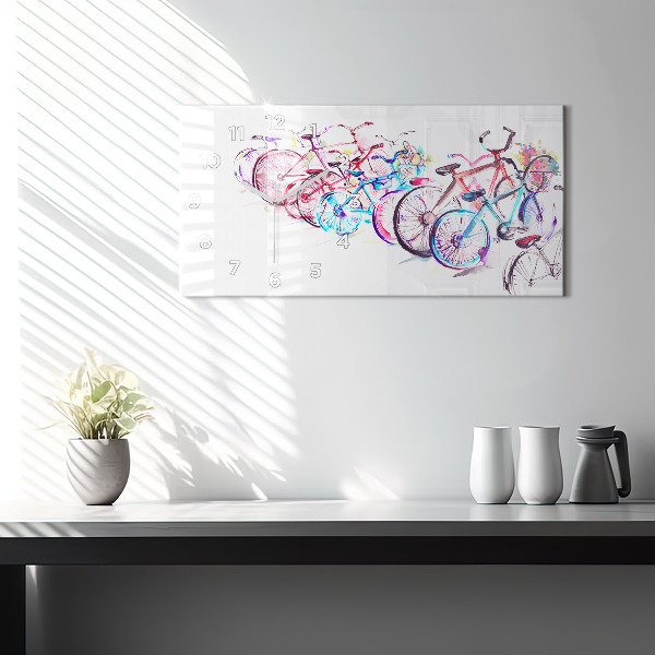 Reloj de cristal horizontal Bicicletas urbanas de colores