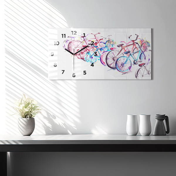 Reloj de cristal horizontal Bicicletas urbanas de colores