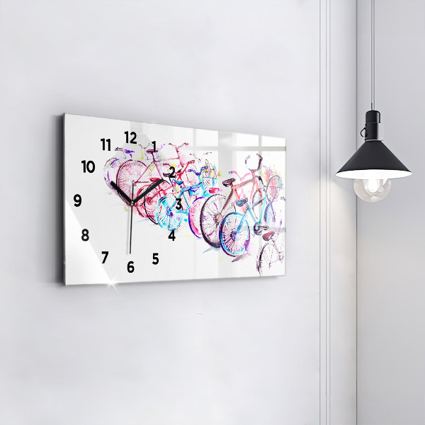 Reloj de cristal horizontal Bicicletas urbanas de colores