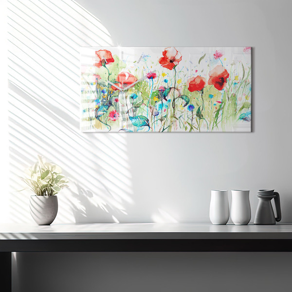 Reloj horizontal Amapolas en un prado