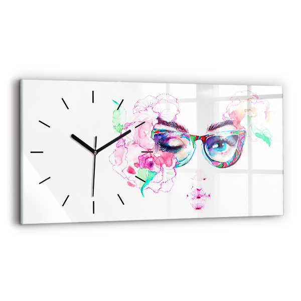 Reloj horizontal Rostros de mujer con gafas
