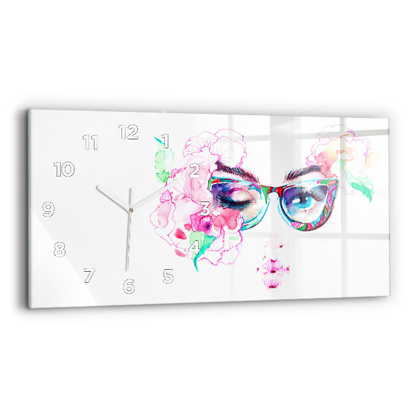 Reloj horizontal Rostros de mujer con gafas