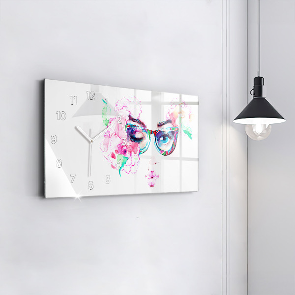 Reloj horizontal Rostros de mujer con gafas