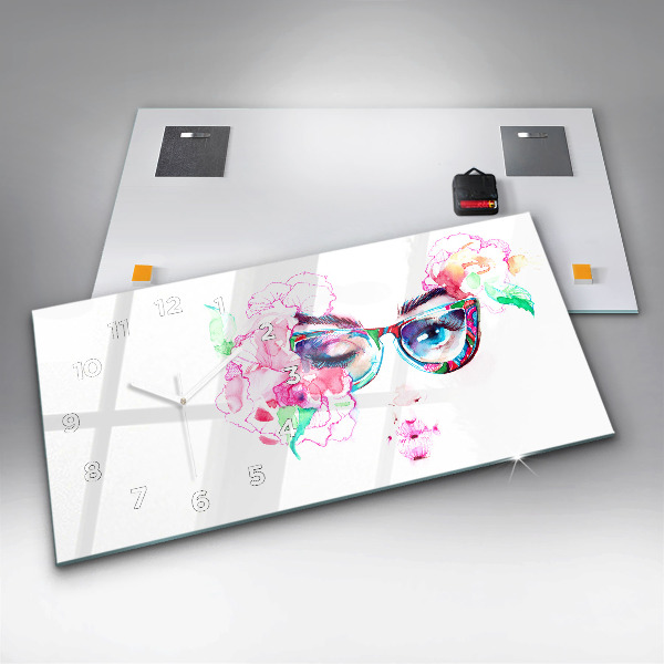Reloj horizontal Rostros de mujer con gafas