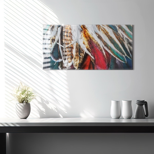 Reloj de cristal horizontal Plumas marrón claro de un pájaro