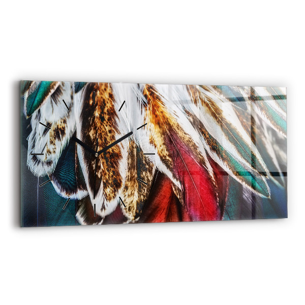 Reloj de cristal horizontal Plumas marrón claro de un pájaro