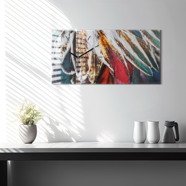 Reloj de cristal horizontal Plumas marrón claro de un pájaro