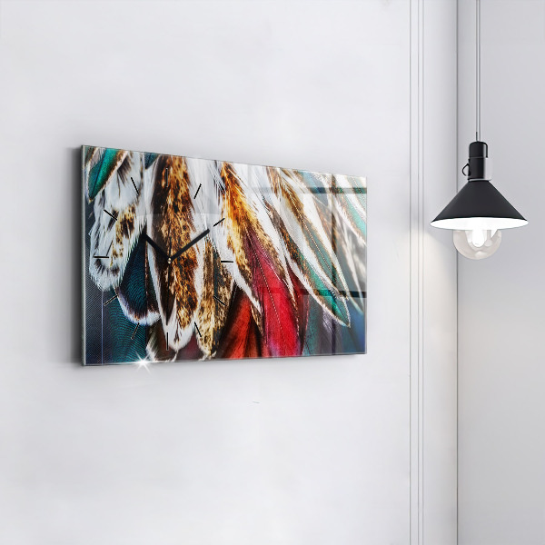 Reloj de cristal horizontal Plumas marrón claro de un pájaro