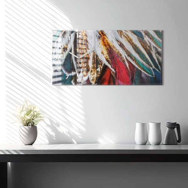 Reloj de cristal horizontal Plumas marrón claro de un pájaro