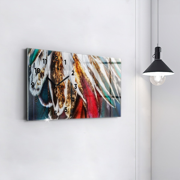 Reloj de cristal horizontal Plumas marrón claro de un pájaro