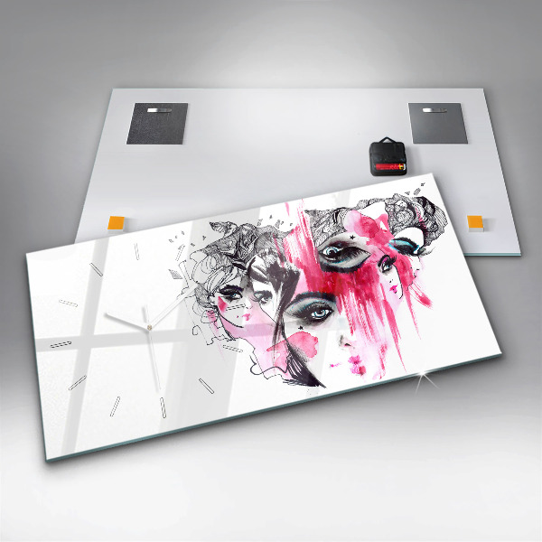 Reloj de cristal horizontal Muchas caras abstracto