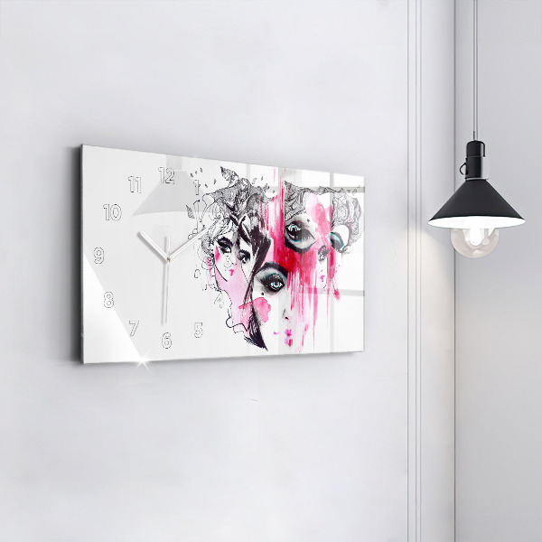 Reloj de cristal horizontal Muchas caras abstracto