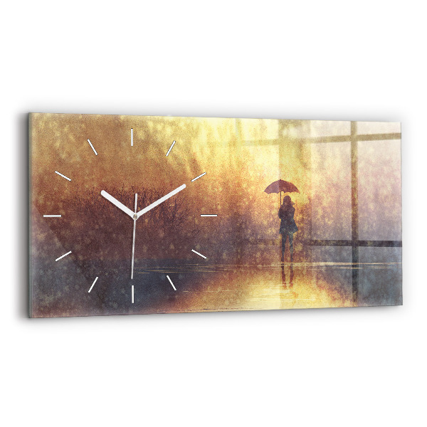 Reloj de cristal horizontal Mujer con paraguas
