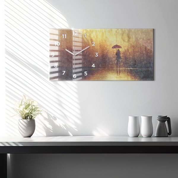 Reloj de cristal horizontal Mujer con paraguas