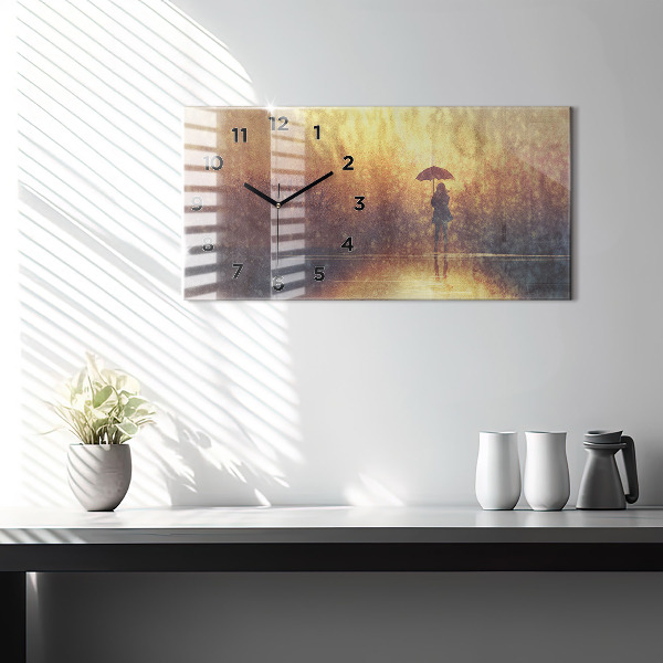 Reloj de cristal horizontal Mujer con paraguas