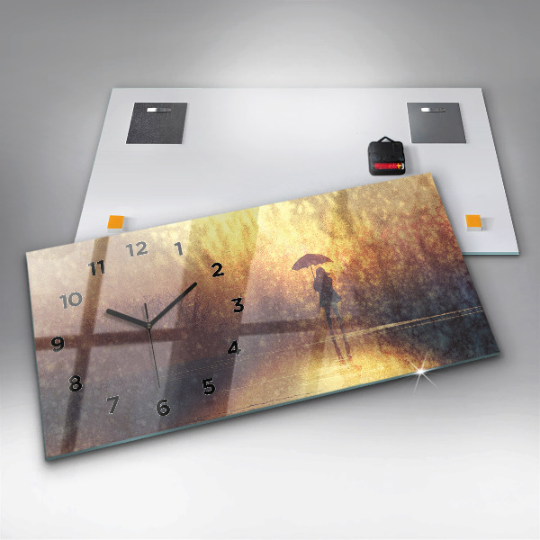 Reloj de cristal horizontal Mujer con paraguas