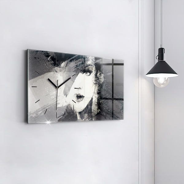 Reloj de cristal horizontal Mujer - acuarela