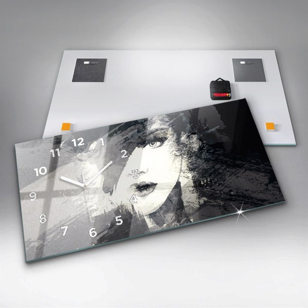 Reloj de cristal horizontal Mujer - acuarela