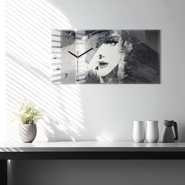 Reloj de cristal horizontal Mujer - acuarela