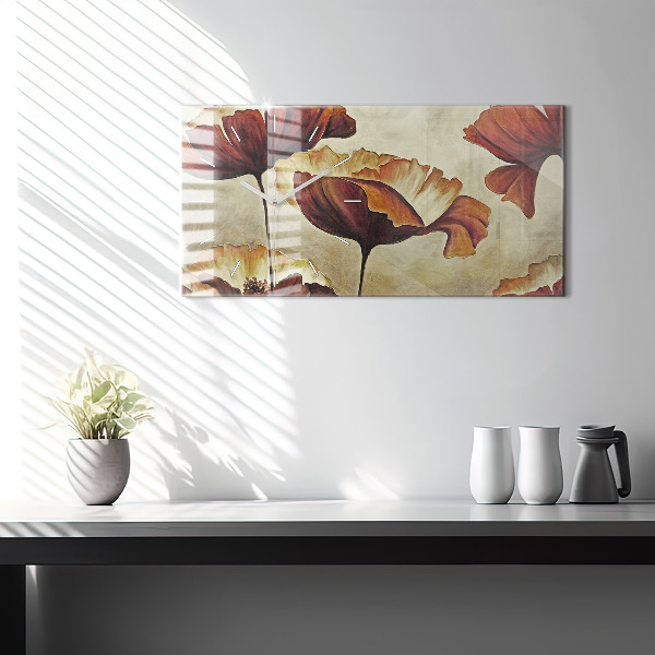 Reloj de cristal horizontal Amapolas pintadas
