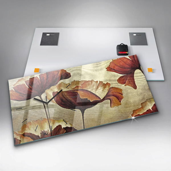 Reloj de cristal horizontal Amapolas pintadas