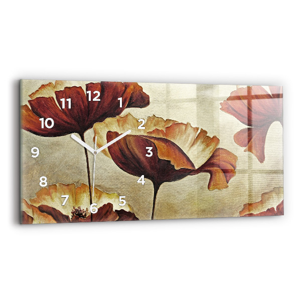 Reloj de cristal horizontal Amapolas pintadas