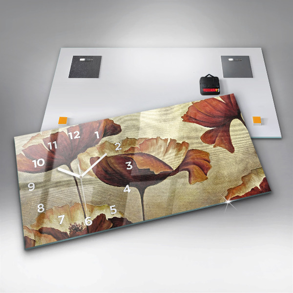 Reloj de cristal horizontal Amapolas pintadas