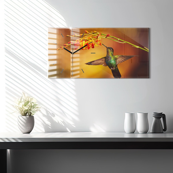 Reloj de cristal horizontal Pájaro colibrí