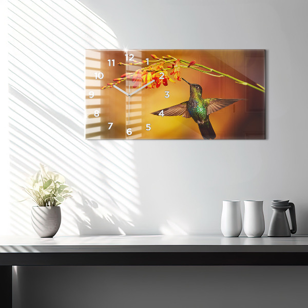 Reloj de cristal horizontal Pájaro colibrí