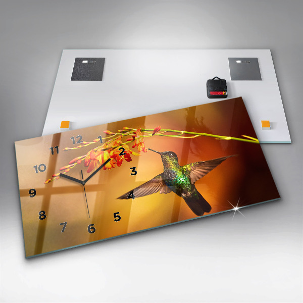 Reloj de cristal horizontal Pájaro colibrí