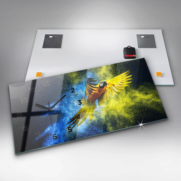 Reloj de cristal horizontal Loro de colores