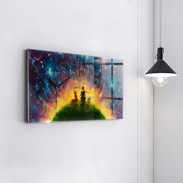 Reloj de cristal horizontal Principito abstracto