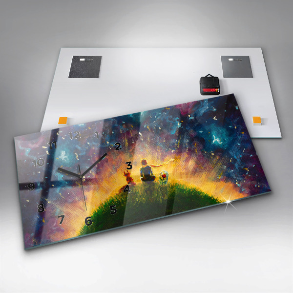 Reloj de cristal horizontal Principito abstracto