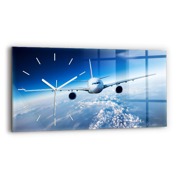 Reloj de cristal horizontal Avión Nubes